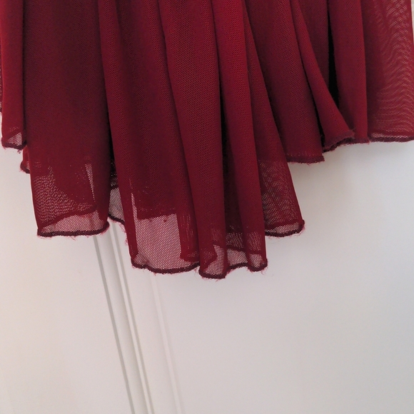 Faviana Lace Appliqued Long Mesh V-Neck Dress - Picture 10 of 11